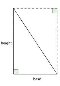 Image result for area of a right triangle half length x width